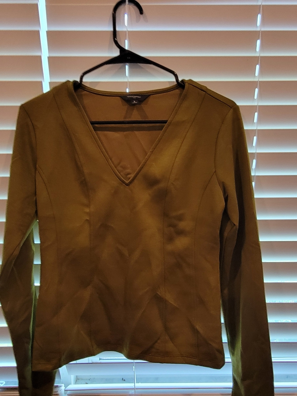 Banana Republic Olive V-Neck Long Sleeve Top